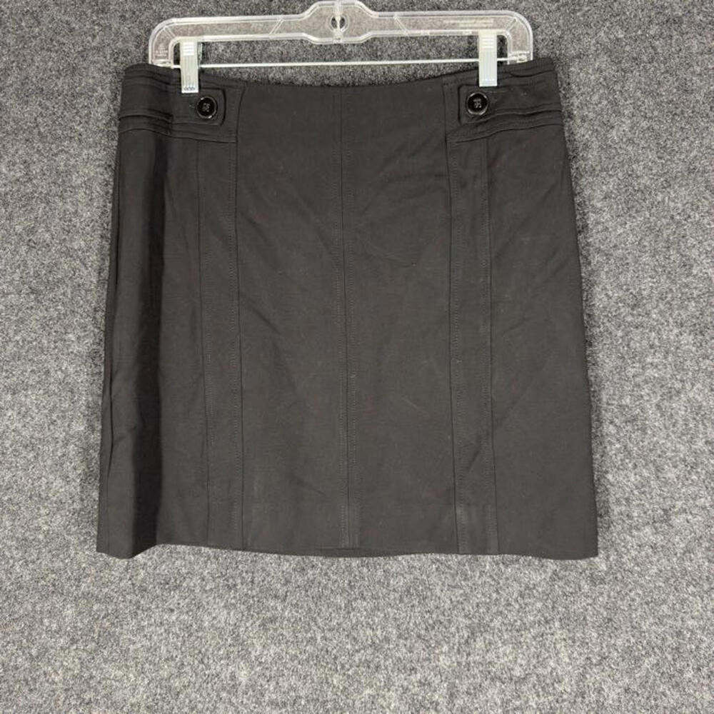 White House Black Market Skirt Women 8 Black A-Line Midi Zipper Mid Rise Rayon